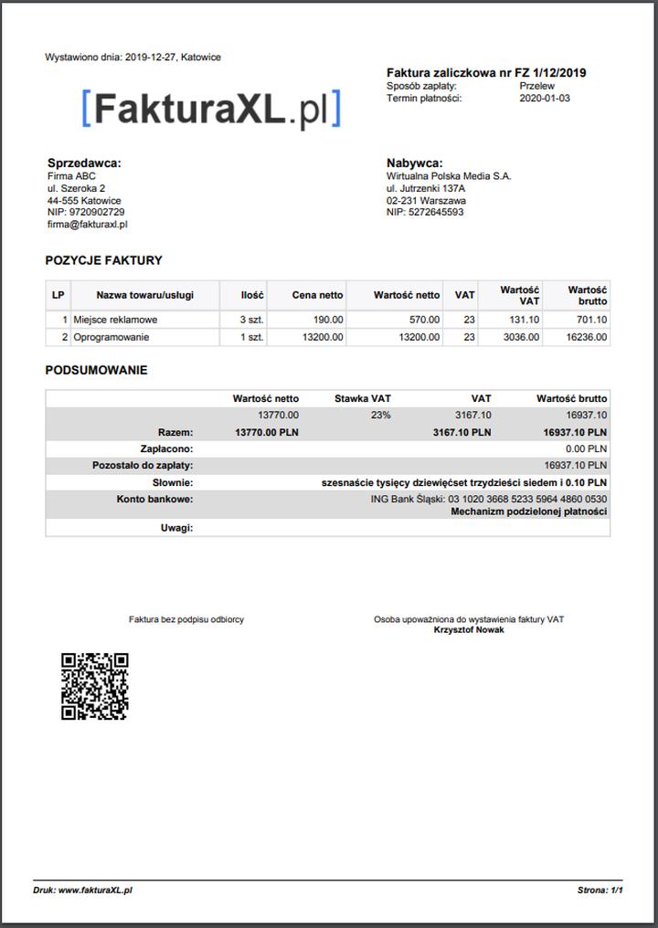 Faktura zaliczkowa kiedy wystawić