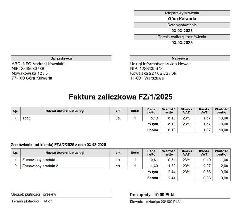 Zasady i terminy faktur zaliczkowych