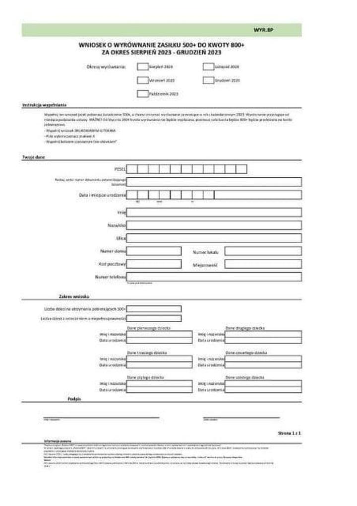 Świadczenie 800 plus 2026