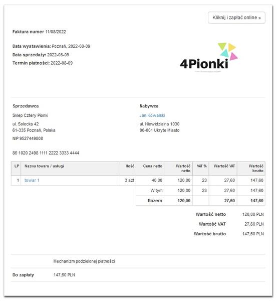 Wystawienie faktury do paragonu