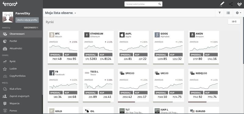 Zarobki na eToro