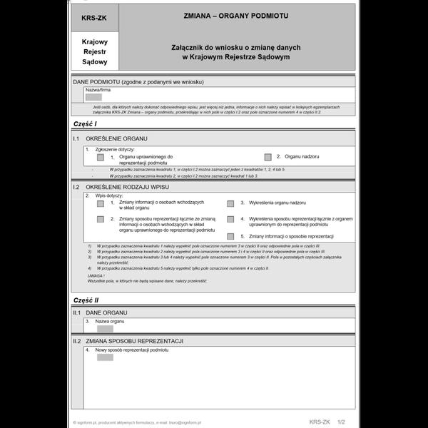 Wypełnianie formularza KRS-ZK