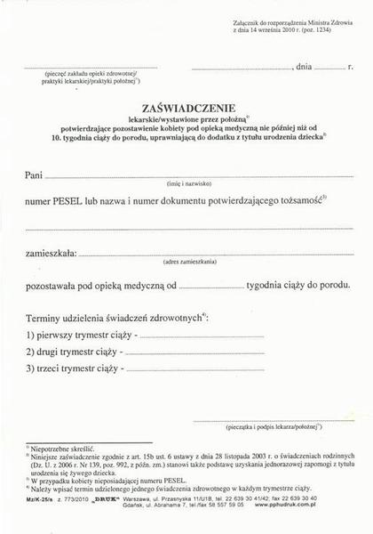 Wniosek o becikowe