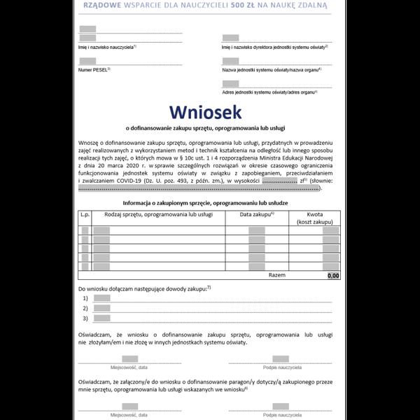 Wniosek o dofinansowanie