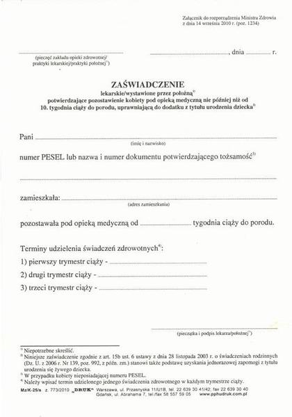 Wypłata becikowego